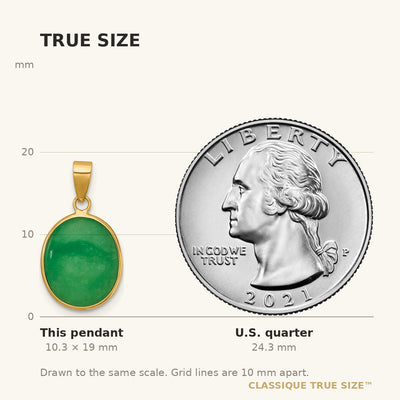 14K Polished Jade Oval Cabochon Pendant