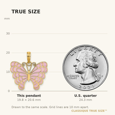 14K Lavender Enameled Butterfly Pendant