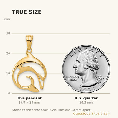 14K Polished Cut Out Dolphin Pendant