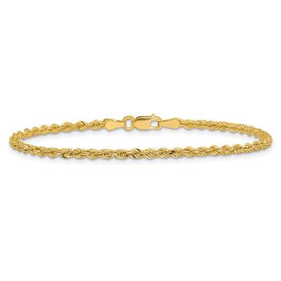 14K Diamond-cut Rope with Lobster Clasp Anklet, 9 x 2.25mm
