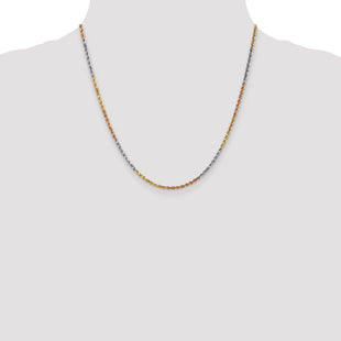 14K Tri-colored Diamond-cut Rope with Lobster Clasp Chain (Style 018TC-20)