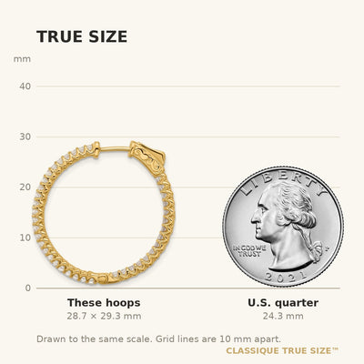14K In/Out Hoop w/ Safety Clasp Diamond Earrings