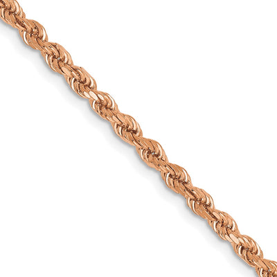 14K Rose Gold Diamond-cut Rope with Lobster Clasp Anklet