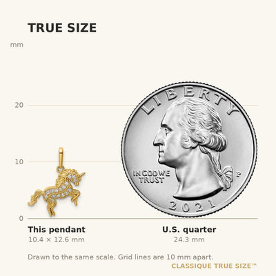14K Rearing Unicorn CZ Pendant