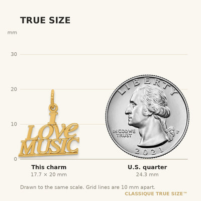 14K I LOVE MUSIC Charm
