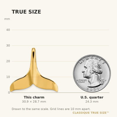 14K 3-D Polished W/ Hidden Bail Whale Tail Charm