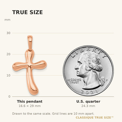 14K Rose Gold Freeform Cross Pendant