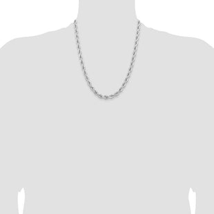 14k WG D/C Rope with Fancy Lobster Clasp Chain (Style 045W-22)