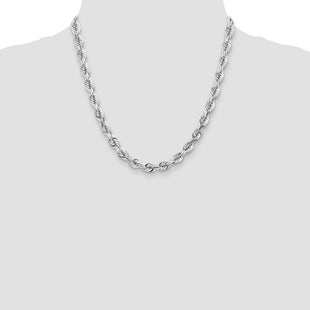14k WG D/C Rope with Fancy Lobster Clasp Chain (Style 050W-20)