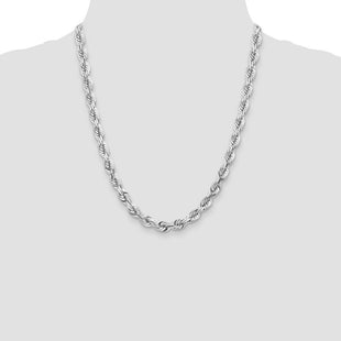 14k WG D/C Rope with Fancy Lobster Clasp Chain (Style 050W-22)