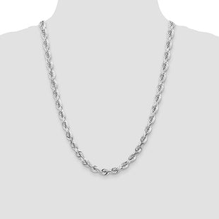 14k WG D/C Rope with Fancy Lobster Clasp Chain (Style 050W-24)
