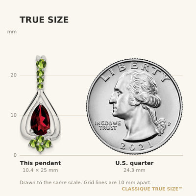 14K White Gold Pear Garnet and Peridot Pendant