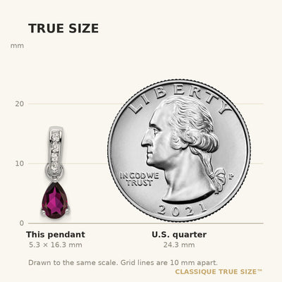 14K White Gold Pear Rhodolite Garnet and Diamond Pendant