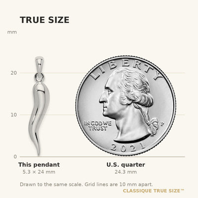 De-Ani Sterling Silver Rhodium-Plated Polished 3D Italian Horn Pendant