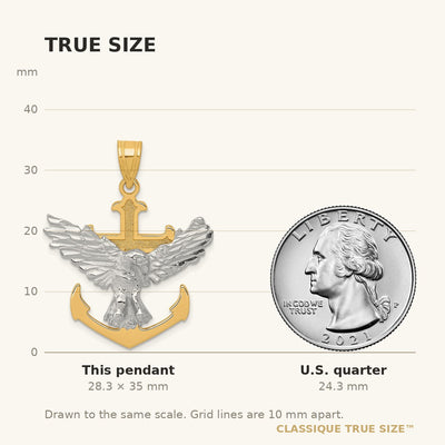 14K Two-tone Mariners Cross w/Eagle Pendant