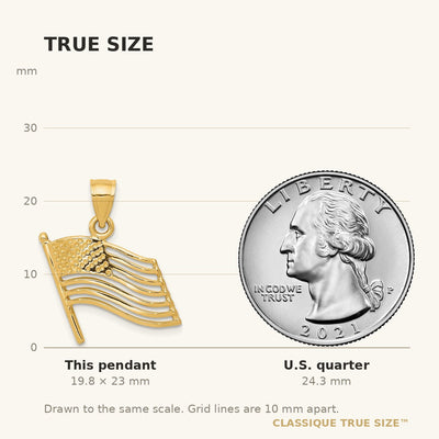 14K American Flag Pendant