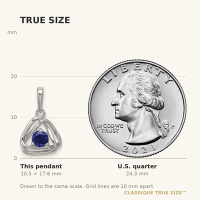 14K White Gold Created Sapphire Triangle Pendant