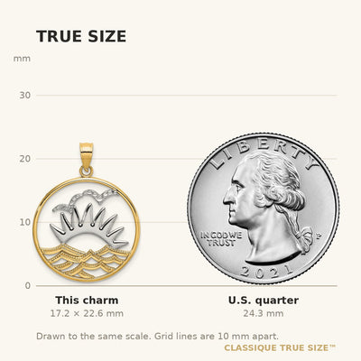 14K /Rhodium Sunsetand Water In CircleCharm