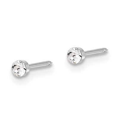Inverness 14K White Gold Polished Crystal Post Earrings