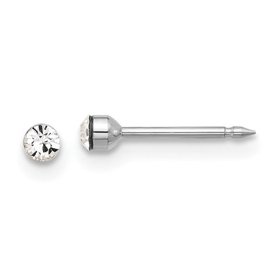 Inverness 14K White Gold Polished Crystal Post Earrings