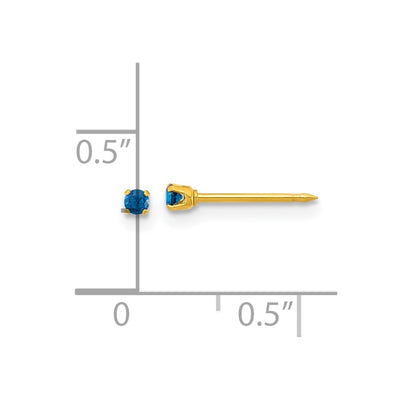 Inverness Stainless Steel 24K Gold-plated Blue CZ Stud Post Piercing Earrings