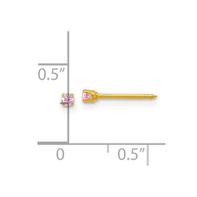 Inverness Stainless Steel 24K Gold-plated Pink CZ Stud Post Piercing Earrings