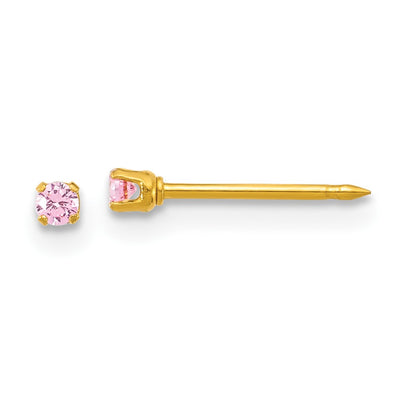 Inverness Stainless Steel 24K Gold-plated Pink CZ Stud Post Piercing Earrings