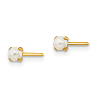 Inverness 14K Simulated Pearl Post Earrings