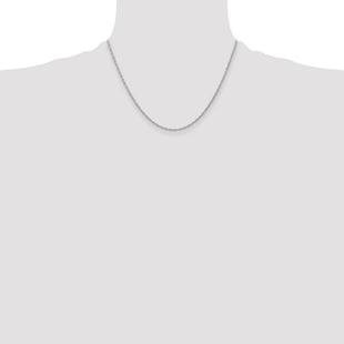 14K White Gold Carded . Cable Rope with Spring Ring Clasp Chain (Style 10RW-18)