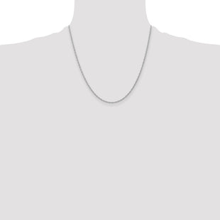 14K White Gold Carded . Cable Rope with Spring Ring Clasp Chain (Style 10RW-20)