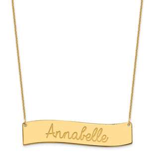 10k Yellow Gold Medium ALWAYS IN MY HEART Curved Bar Necklace (Style 10XNA1253Y)