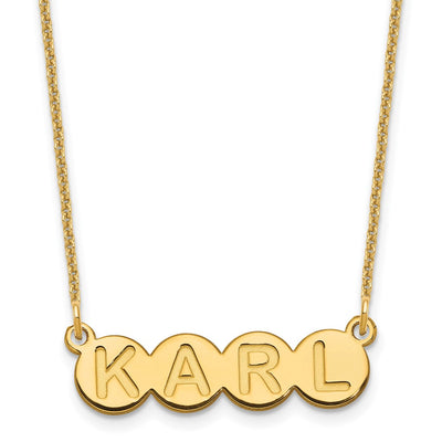 10K Yellow Gold 4 Letter Bubble Necklace