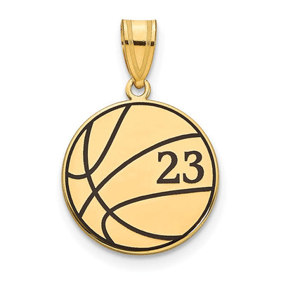 10K Yellow Gold Personalized Basketball Epoxy Pendant