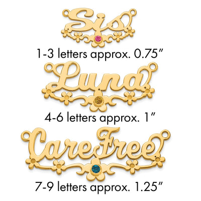 SS/Gold-plated w/ Gold-plated Bezel Birthstone Flower Name Plate
