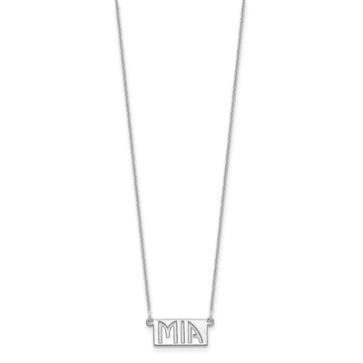 10K White Gold 1-3 Letter cut-out Name Bar Necklace