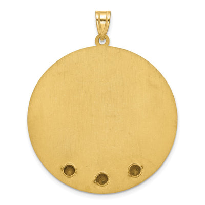 10K Yellow Gold Circle w/3 Birth Flower and Birthstone Pendant