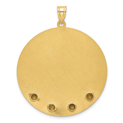 10K Yellow Gold Circle w/4 Birth Flower and Birthstone Pendant