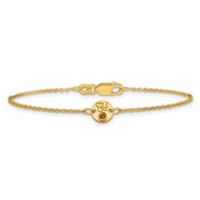 10K Yellow Gold 1 Disc with Initial and Birthstone Bracelet