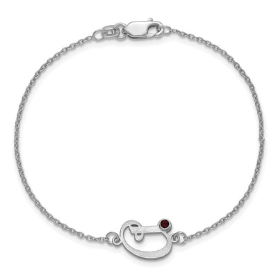 10K White Gold Initial and Birthstone Bracelet