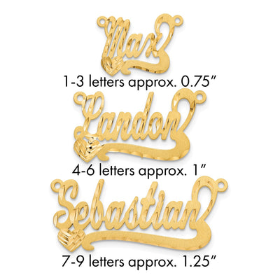 10K White Gold Satin Diamond-cut Heart Name Plate