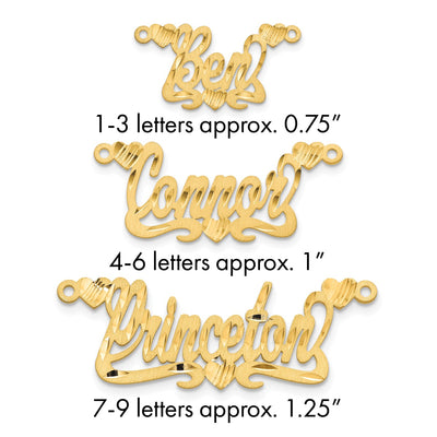 Sterling Silver/Gold-plated Satin Diamond-cut Hearts Name Plate
