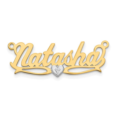 14K White Gold Diamond Name Plate