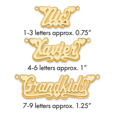 Sterling Silver/Gold-plated 3D Polished Hearts Name Plate