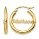 10k Yellow Gold Small Satin Diamond-cut Name Plate Hoop Earrings