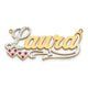 10K Yellow Gold w/ Rhodium and Ruby 3D Diamond with Hearts Name Plate