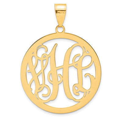 10K Yellow Gold Large Round Monogram Pendant
