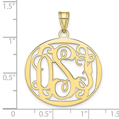 10K Yellow Gold Round Monogram Pendant, 25 x 28mm