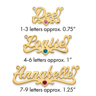 SS/Gold-plated with Gold-plated Bezel Birthstone Heart Name Plate
