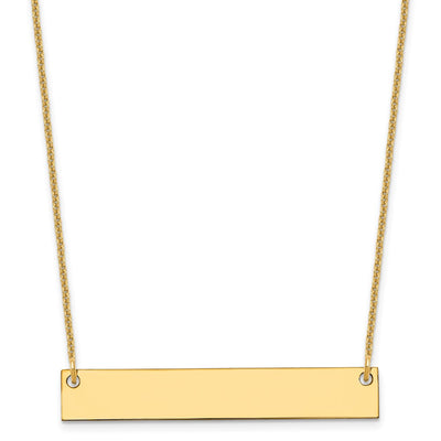 10K Yellow Gold Medium Blank Bar Necklace, 18 x 38mm