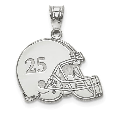 10K White Gold Personalized Football Helmet Pendant